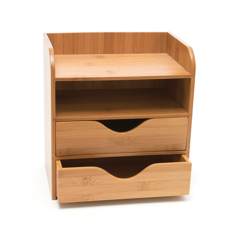 Natural Bamboo 4-Tier Desk and Office Supply Organizer