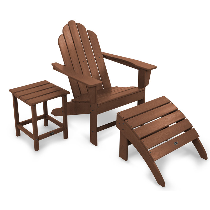 POLYWOOD Long Island Adirondack 3-Piece Set, Teak
