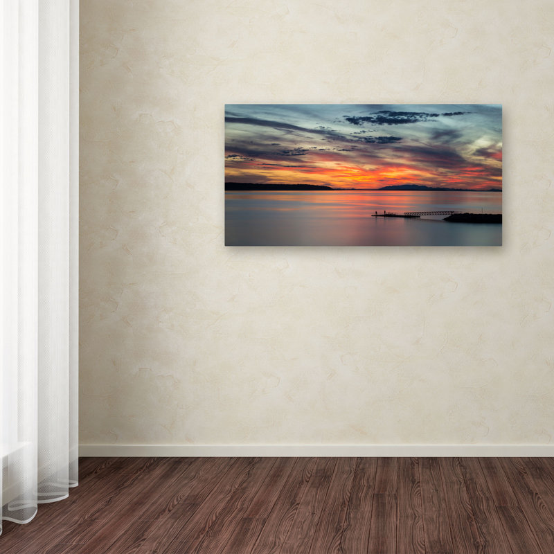 « coucher de soleil » par pierre leclerc,, reproduction de photo sur toile tendue, H 24 po x l 47 po x P 2 po
