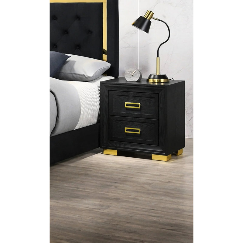 Table de chevet 2 tiroirs Style Black