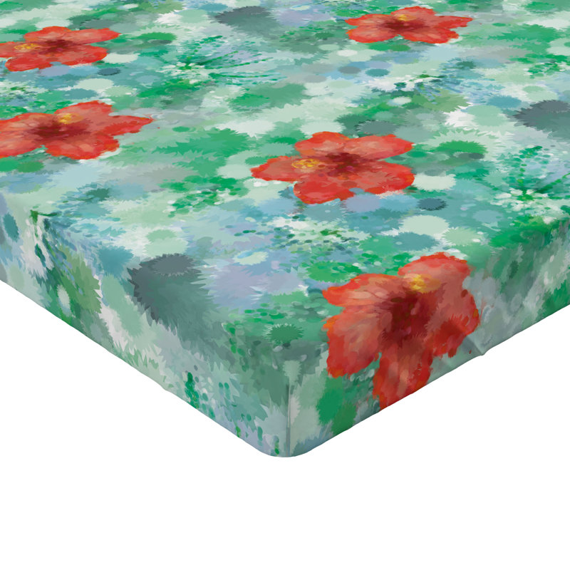 Drap-housse Ambesonne Tropical Aquarelle Botanique Hibiscus, California King Fitted Sheet