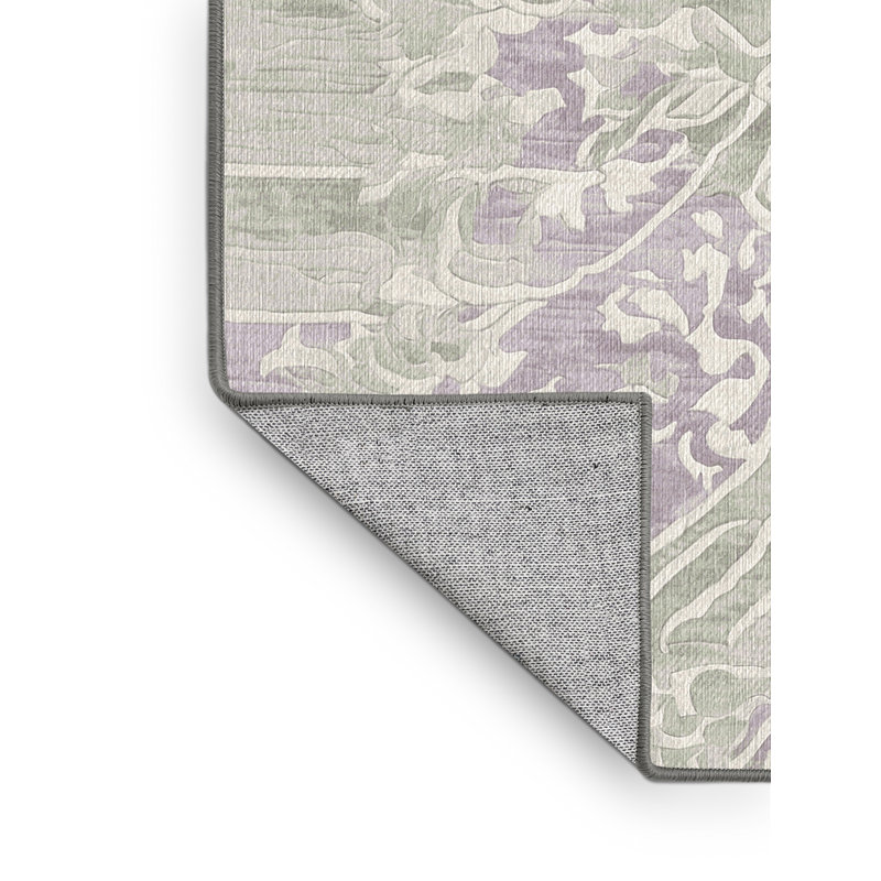 Machine Washable Gray Area Rug, Rectangle 4' x 6'