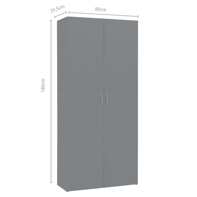 Armoire de rangement pour chaussures 24 paires, Gris à haute brillance