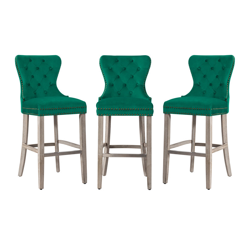 Kirsten Counter Stool with Metal Frame, Gray, Dark Green, Bar Stool (29" Seat Height)