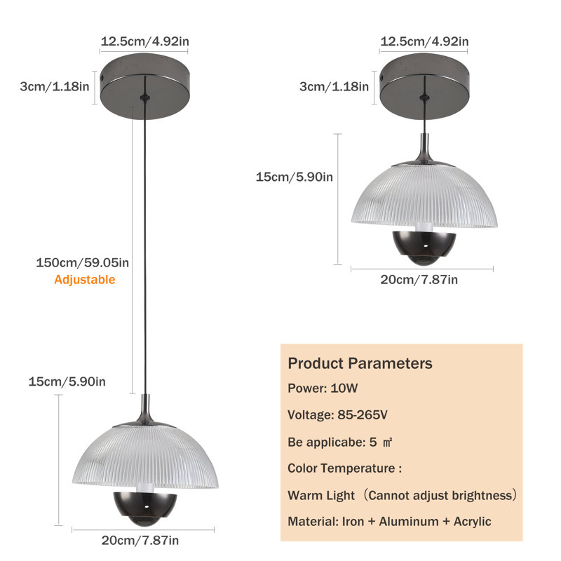 1 - Light LED Modern Single Pendant Light