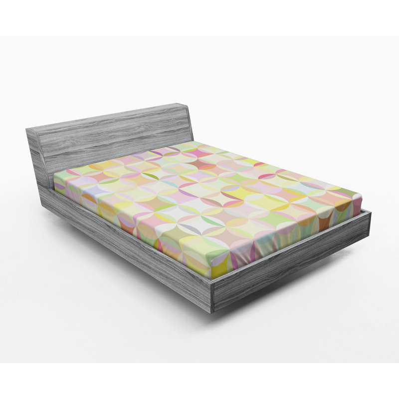 Microfiber Geometric Fitted Sheet, Queen Fitted Sheet