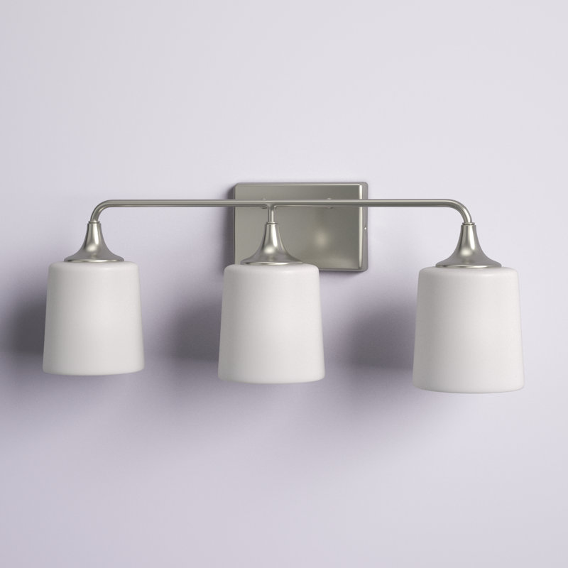 Éclairage pour meuble-lavabo à intensité variable en acier 3 lumières avec support Pudsey, Nickel brossé