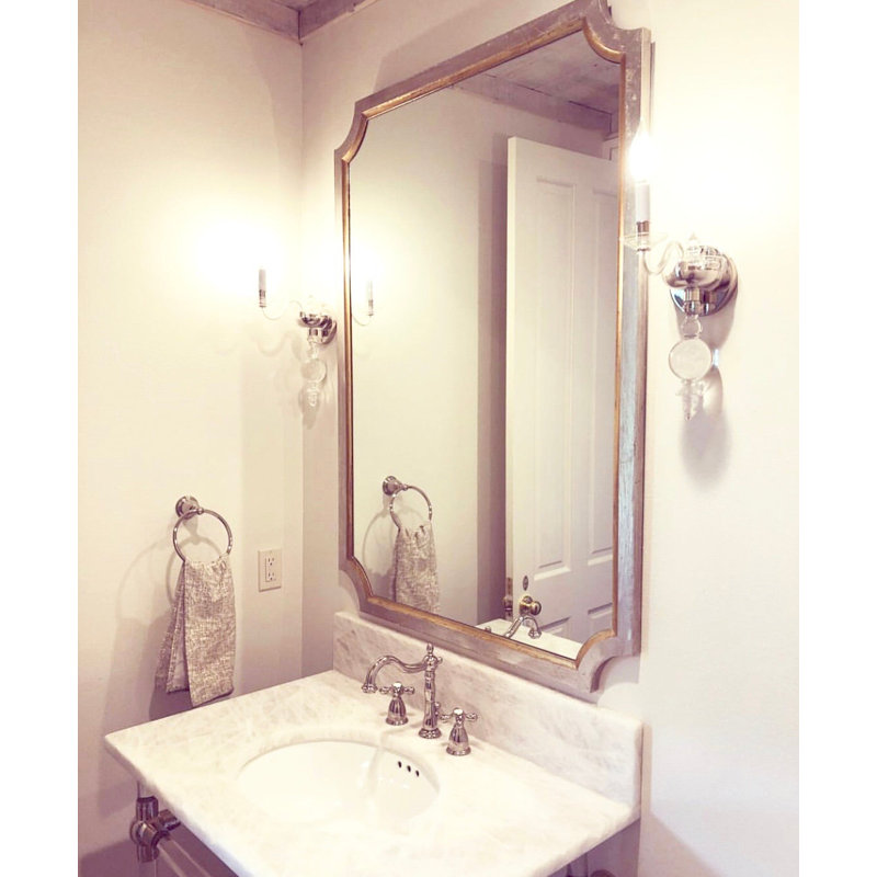 Tulip Rectangle Wall Mirror, Antiqued Silver Leaf/Gold Leaf
