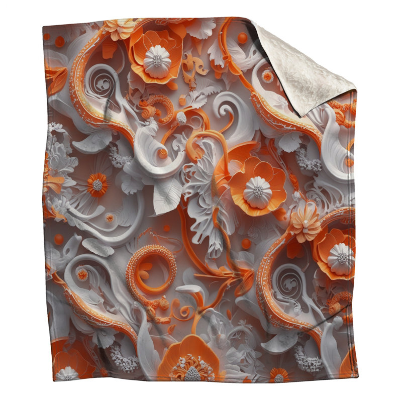 Couvertures à motif floral orné, L 60 po x H 80 po