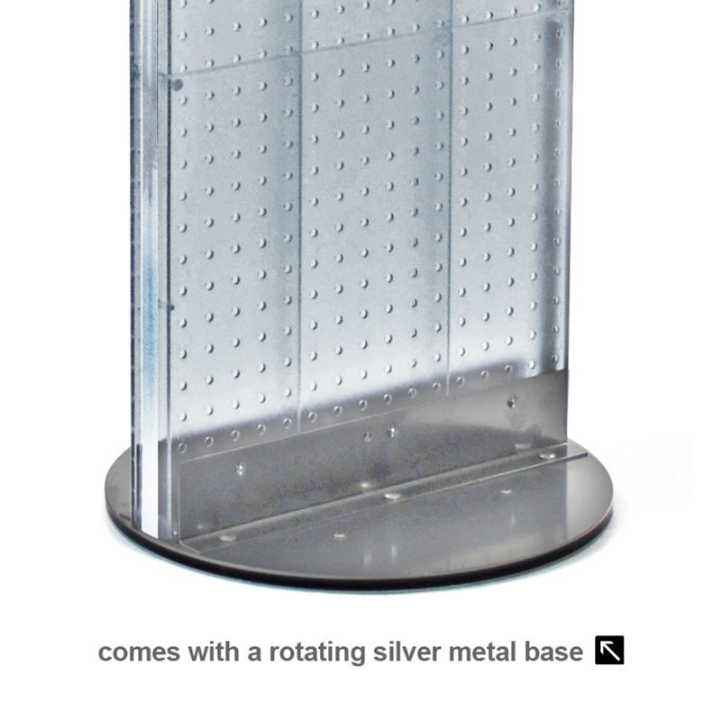 Two-Sided Pegboard Floor Display on Revolving Base. Spinner Rack Stand. Panel Size: 16"W x 60"H