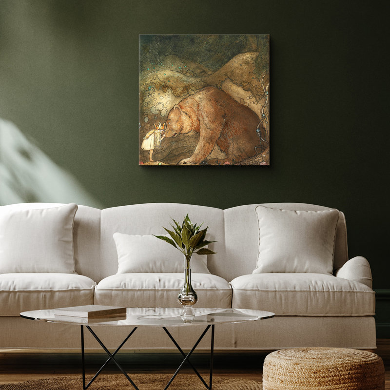 Ours et princesse, H 12 po x l 12 po x P 1,5 po, Toile tendue