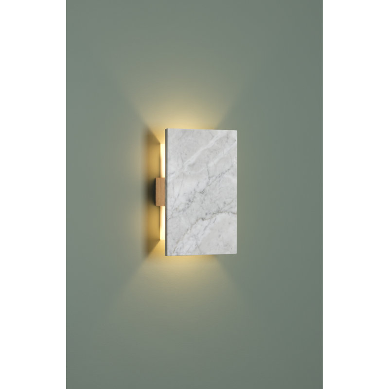 Tersus 1 - Light LED Flush Mounted Sconce, Dark Stained Walnut, 2700K (Warm) 0-10V, Brushed Aluminum