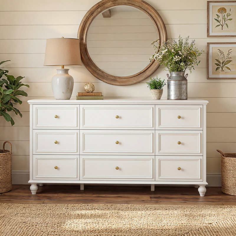 Armoire de rangement élégante à 9 tiroirs, Blanc
