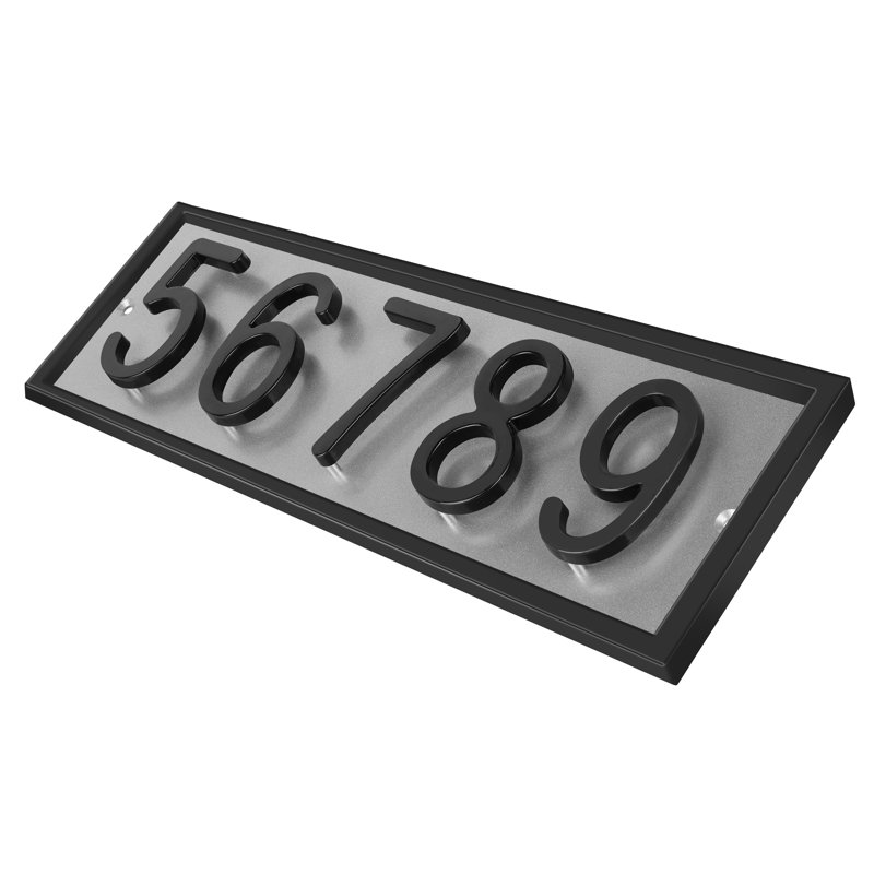 Plaque d'adresse horizontale flottante en aluminium Royal Shade, Blanc, Argent argent, Oui