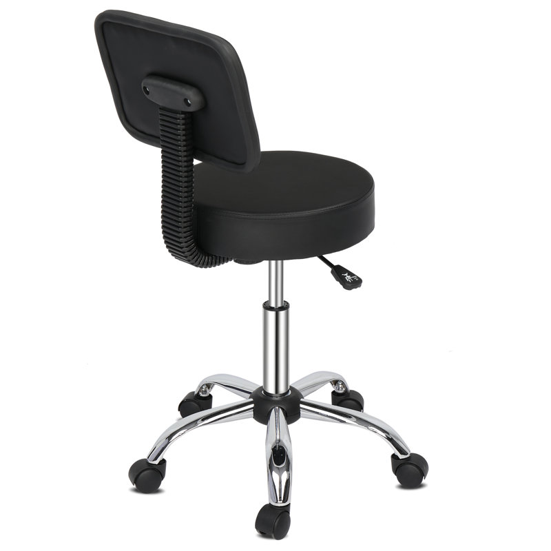Backed Adjustable Height Ergonomic Lab Stool with Footring Wheels