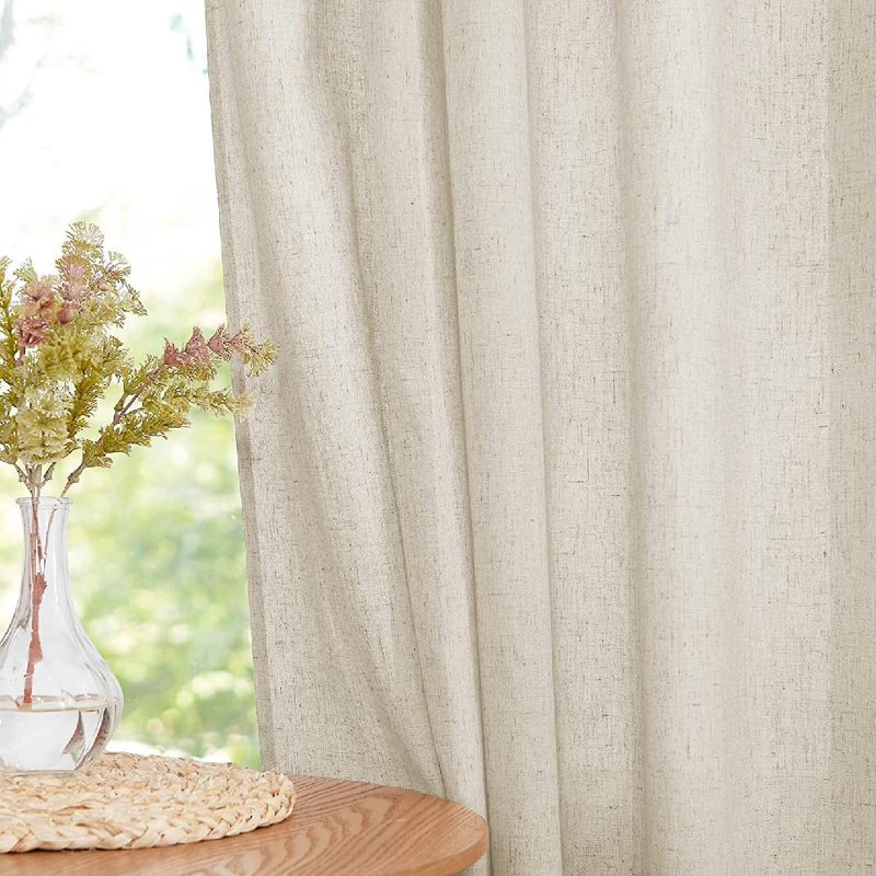 Paire de rideaux semi-transparents avec passe-tringle Storrie, Beige, L 52 po x L 63 po
