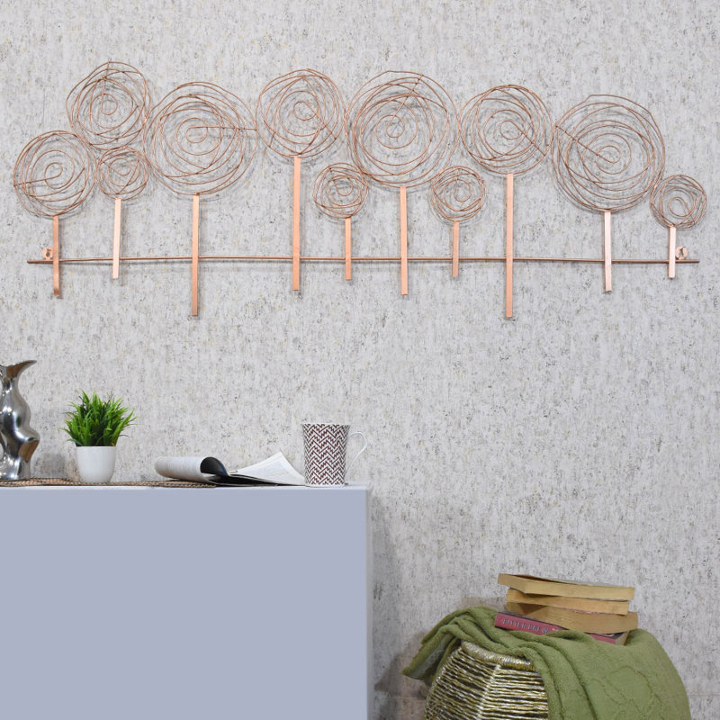 HANDMADE ECO-FRIENDLY 100% IRON GEOMETRIC PATTERN COPPER MULTICOLOR LARGE METAL WALL DÉCOR - 55" x 19.5" Size, Copper Multicolor, Geometric Design, Metal Wall Art For Living Room, Study Room, Office
