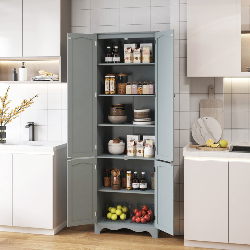72" Kitchen Pantry Storage Cabinets, Grey