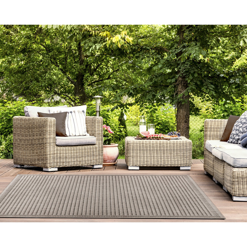 Tapis intérieur / extérieur brun clair / brun Trei, Rectangle 4 pi 10 po x 7 pi 6 po