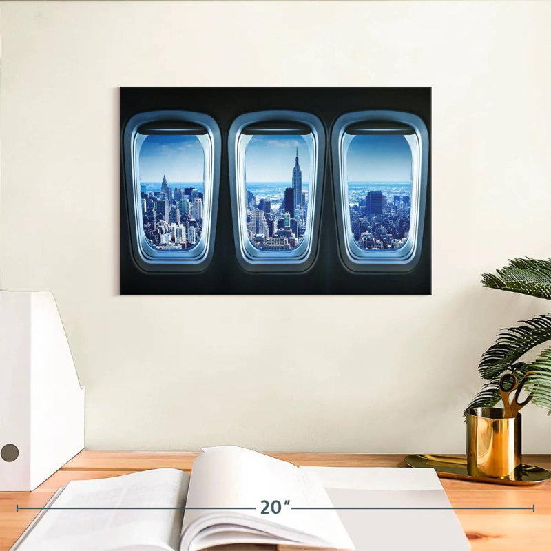 Mehar NY depuis une fenêtre d'avion, H 8 po x l 12 po