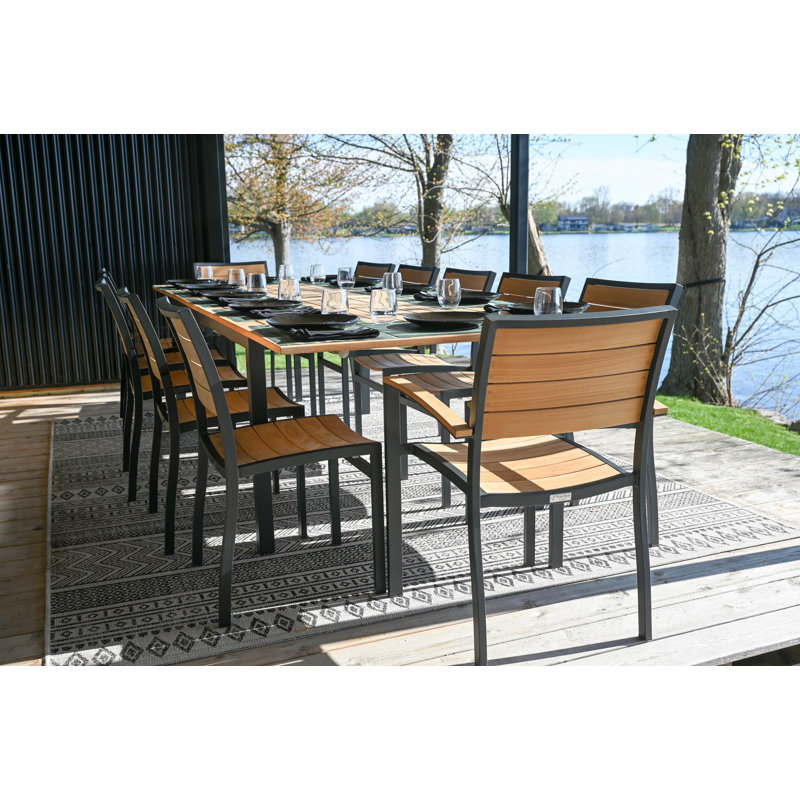 SoHo Teak Aluminum Outdoor Stacking Armchair, Black