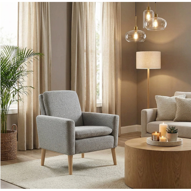 Cristyle 29'' Wide Upholstered Arm Accent Chair, Gray Linen