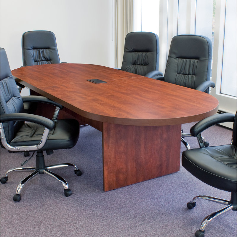 Table de conférence Nickyla Racetrack avec port de charge, Cerisier, H 29 po x L 168 po x l 52 po