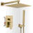 Brushed Rose Rain Shower System With 12 Inch Square Shower Head, Handheld Shower, Mixer Valve And Trim Kit - Wall Mounted Bathroom Shower Set With Pressure Balance Technology-114406676