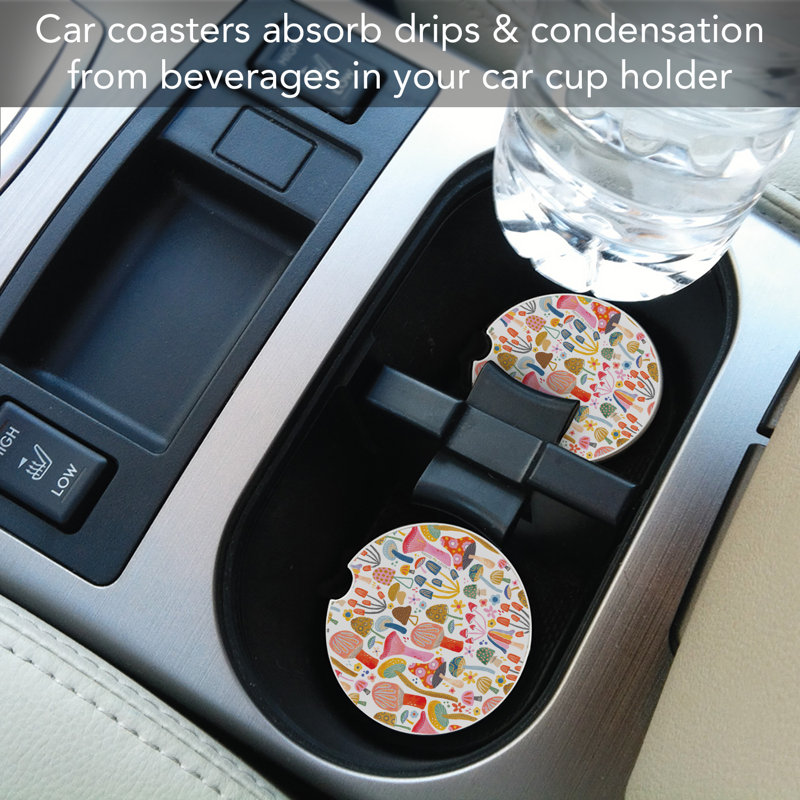 Ensemble de 2 sous-verres de voiture en pierre Mushroom