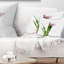 Croquis de fleur aquarelle verte et mauve - coussin décoratif imprimé floral