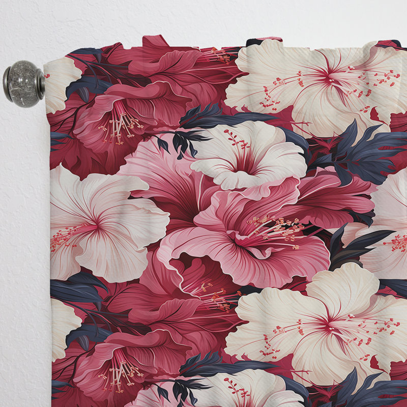 Hibiscus Romance - motif tropical VI - Rideau floral - Rideau floral obscurcissant - 1 panneau, L 52 po x L 90 po