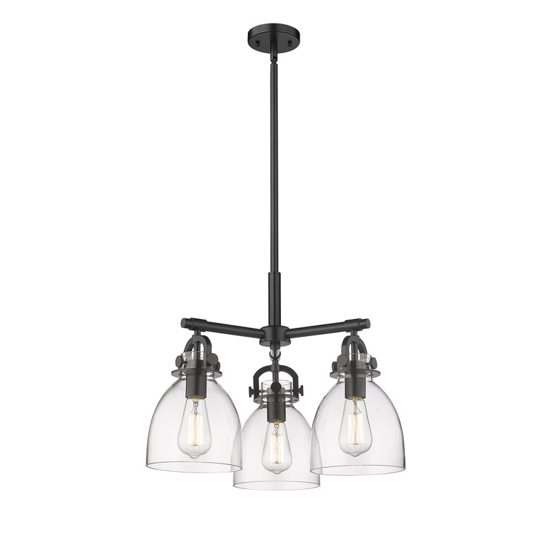Luminaire suspendu sur tige 7 lumières Sloatsburg, Transparent, Noir mat
