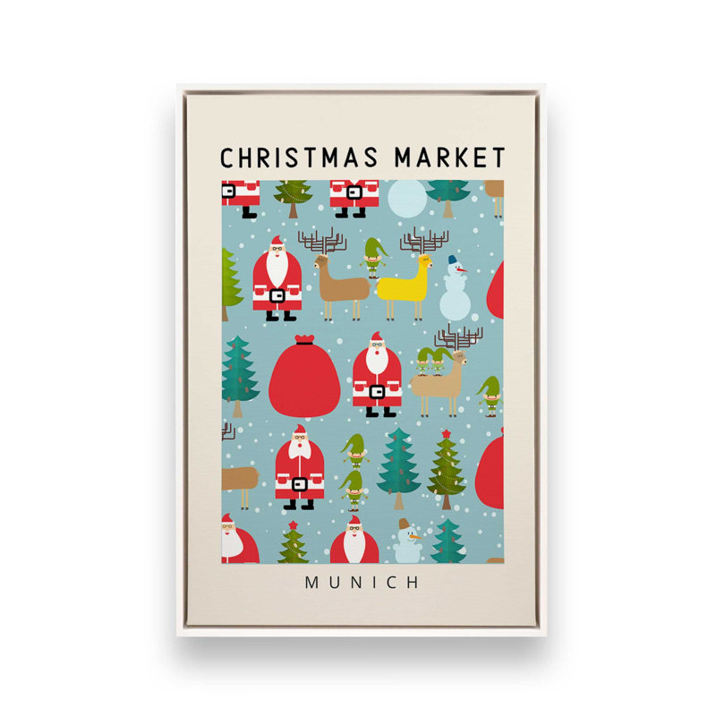 «Munich Christmas Market», reproduction sur toile, Cadre flottant blanc, H 30,75 po x l 20,75 po