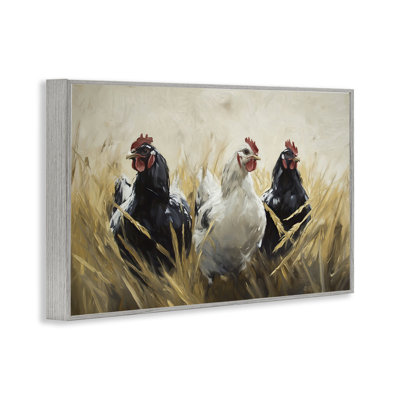 Chickens In Wheat Field Framed Giclee, design by Tina LeCour