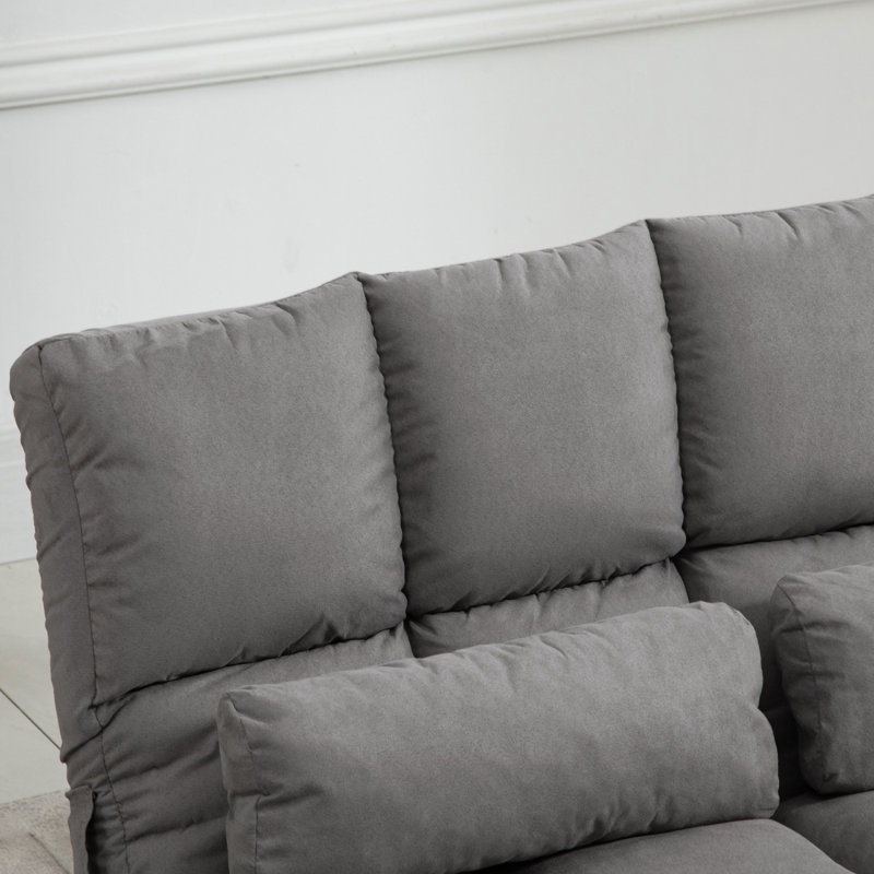 Canapé convertible, canapé-lit pliant, chaise longue d'invité avec 2 coussins, dossier et appui-tête réglables, gris foncé