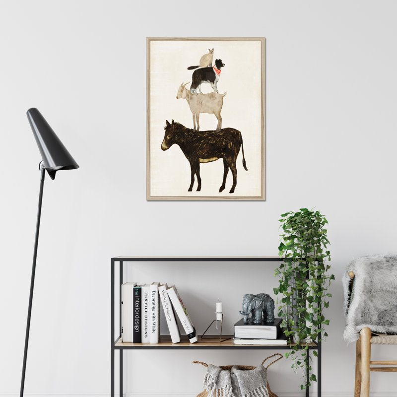 Barnyard Buds VI by Victoria Borges - Painting, 34cm H x 24cm W, Natural Wood Framed Paper Print