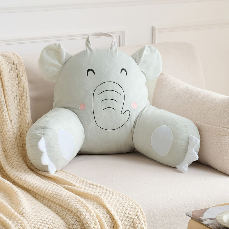 Coussin en mousse à mémoire de forme avec accoudoirs Kids Elephant, Éléphant argent