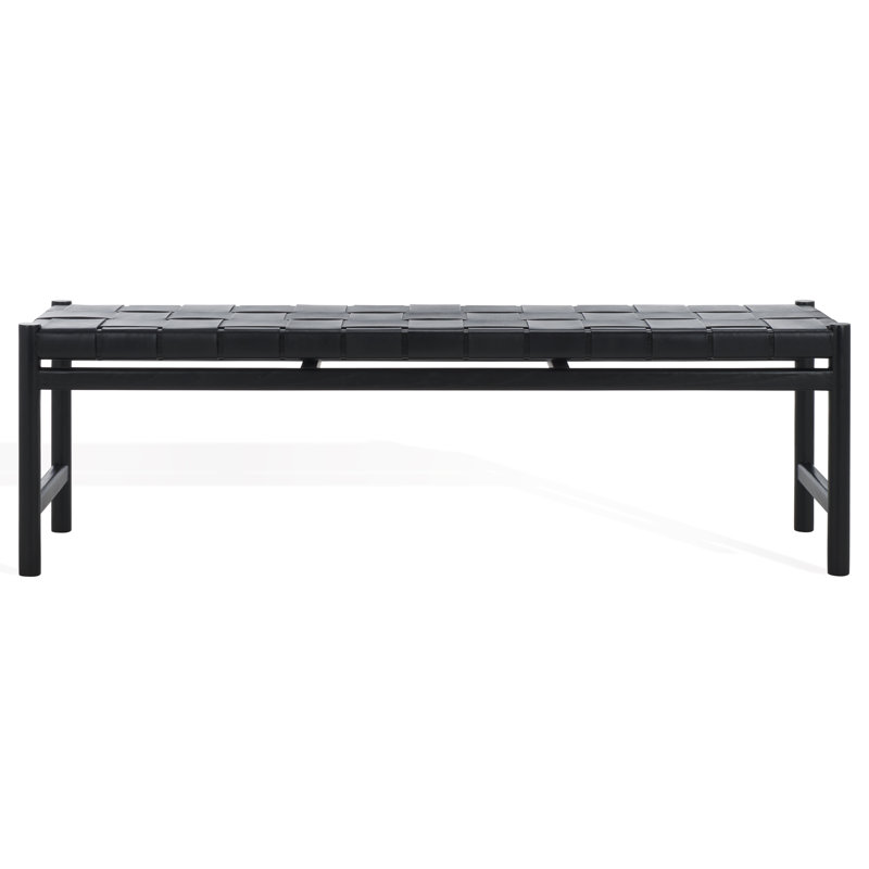Channing Woven Leather Bench, Black, Black