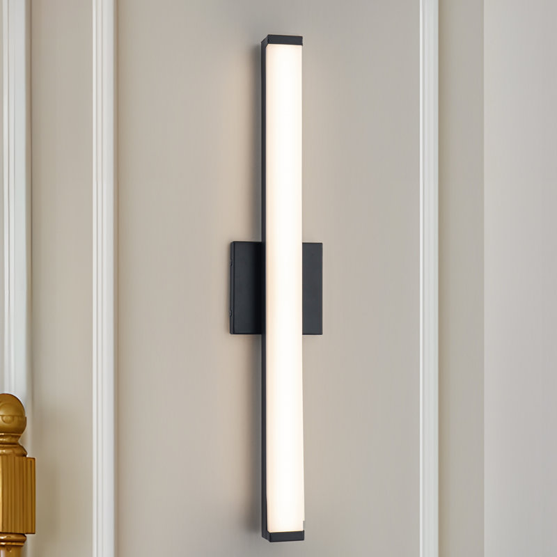 Applique murale d'intérieur 24 po avec abat-jour en acrylique 24 po, 16 W, 24 po de largeur , Noir mat