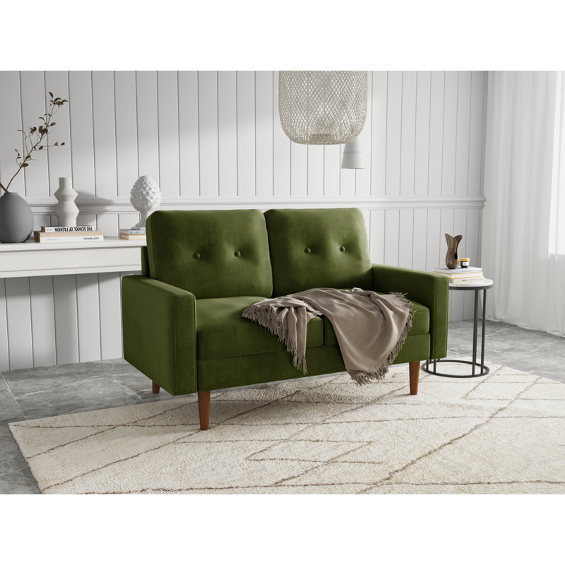 Kwak Upholstered 58'' Loveseat, Olive Green