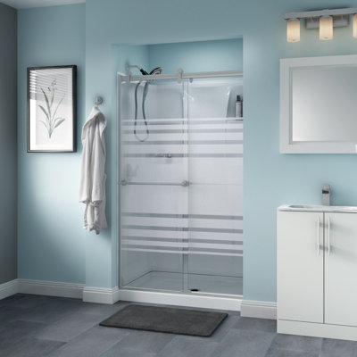 Porte de douche coulissante contemporaine avec verre transitionnel Trinsic 48 "x 70"