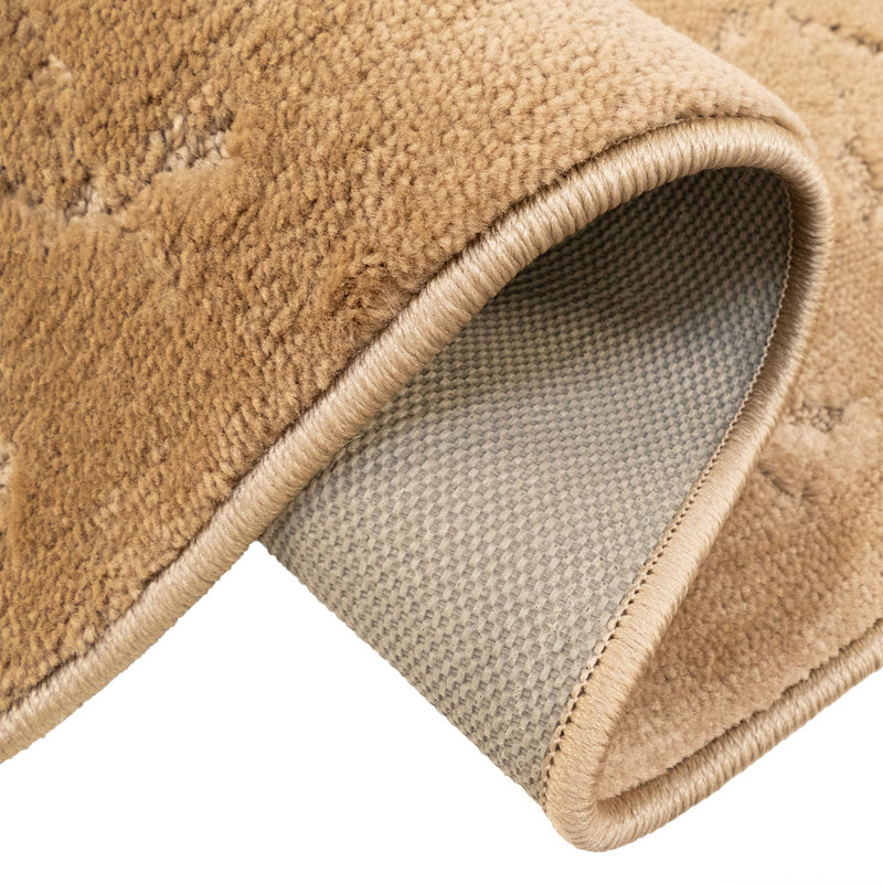 Antibacterial Soft Pile Anti Slip Beige Leaves Rug, Runner 2'2" x 15'
