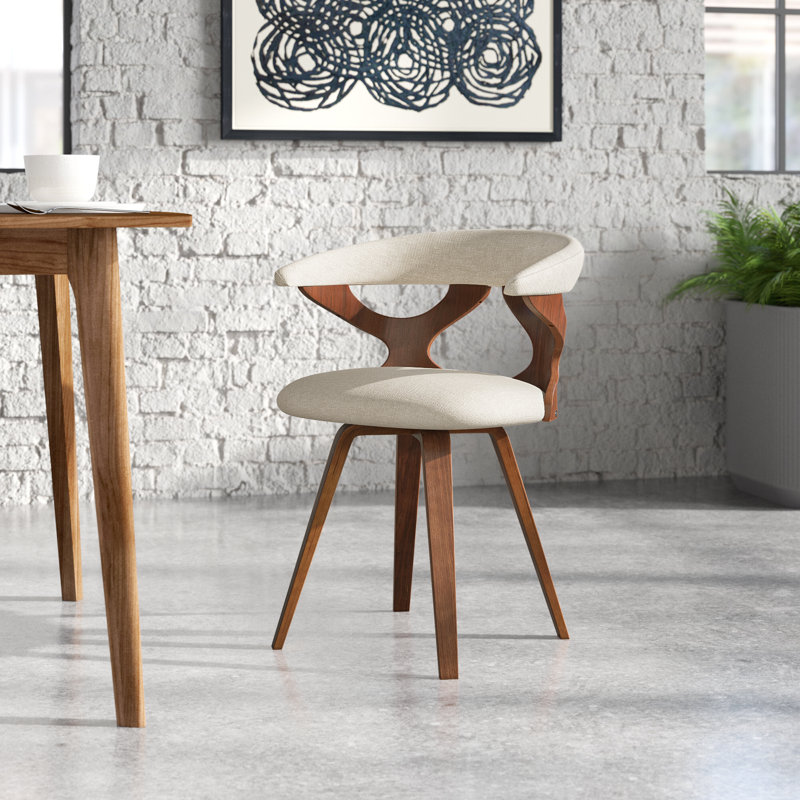 Laquietta Wingback Side Chair, Cream Polyester, Walnut
