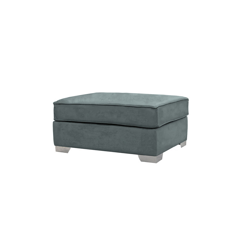 Quade 93 cm W Velvet Rectangle Ottoman, Petrol