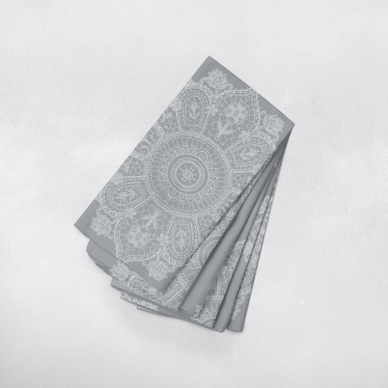 Lace Medallion 6Pk Napkin Set - Nickel, Silver