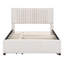 Lit plateforme tapissier beige avec 2 tiroirs et un lit gigogne, style tête de lit classique, matériau solide et contreplaqué, optimise l'efficacité de l'espace, tête de lit à assemblage simple, contreplaqué, extensible