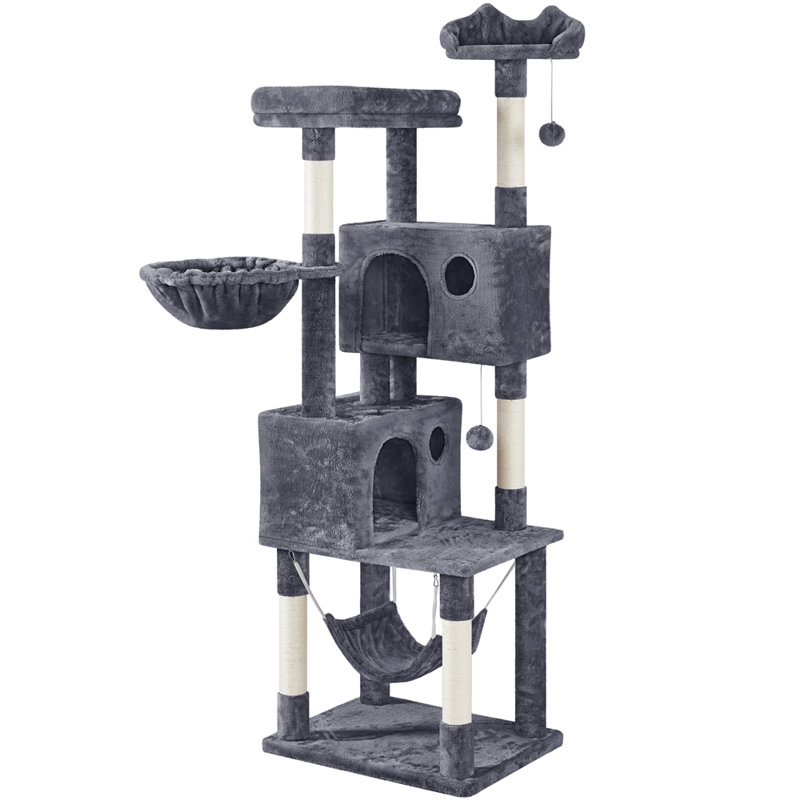 73" Fiedler Cat Tree, Dark Grey/White