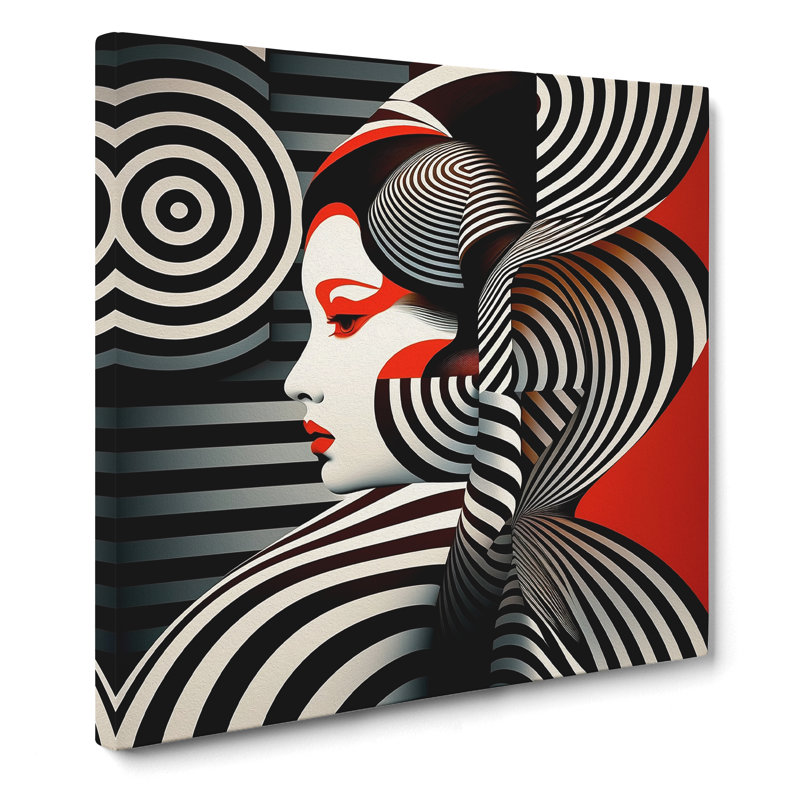 Geisha Op Art - No Frame Print, 35cm H x 35cm W x 3cm D