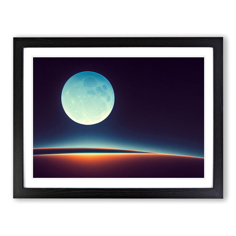 XH1022-6135X Modern Moon Vol.1 - Single Picture Frame Print, Black, 46cm H x 64cm W x 2cm D