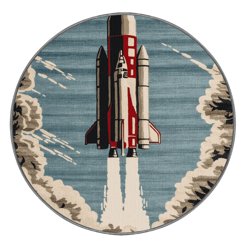 Tapis gris lavable à la machine, Rond 4 pi